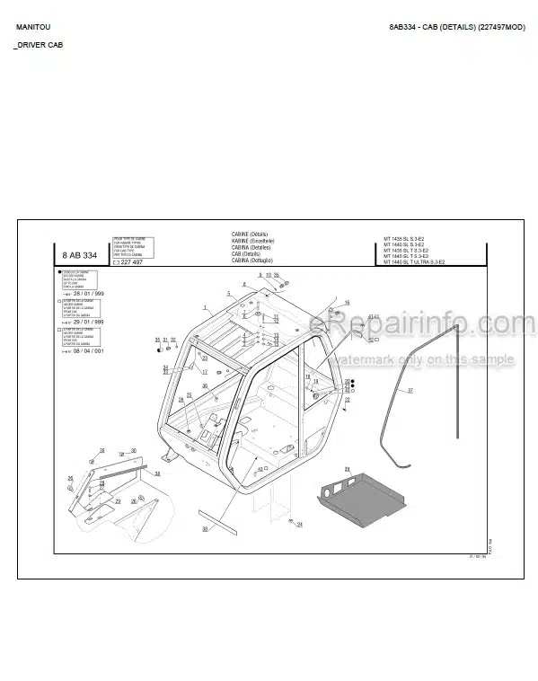 Photo 3 - Manitou MT1235 MT1435H SL Turbo Serie 2 E2 Parts Catalog Telescopic Handler