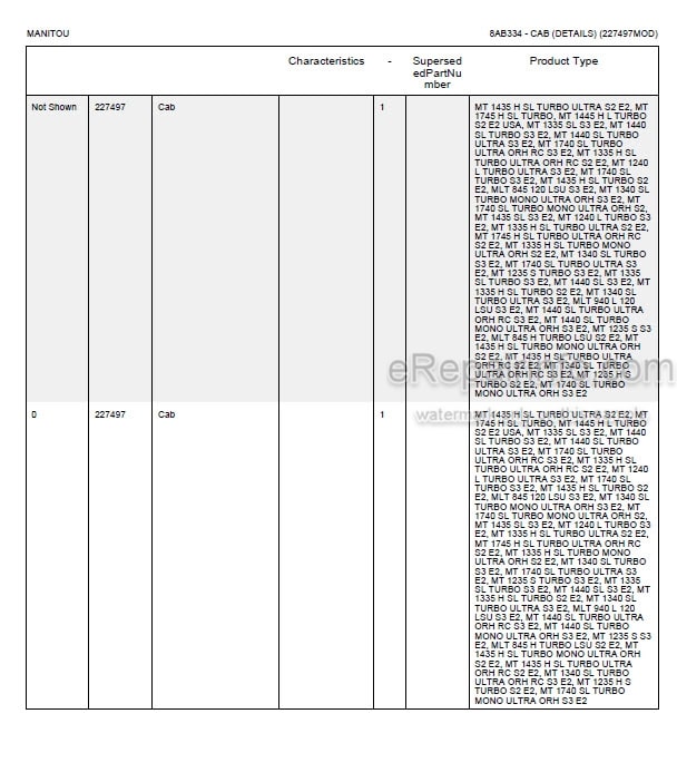 Photo 5 - Manitou MT1235 MT1435H SL Turbo Serie 2 E2 Parts Catalog Telescopic Handler