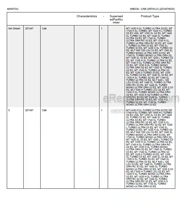 Photo 5 - Manitou MT1235 MT1435H SL Turbo Serie 2 E2 Parts Catalog Telescopic Handler