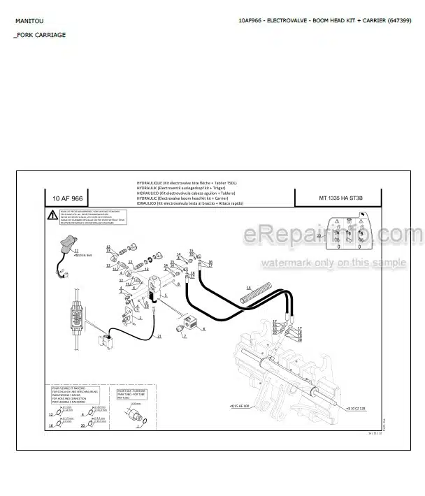 Photo 1 - Manitou MT1335HA ST3B Parts Catalog Telescopic Handler