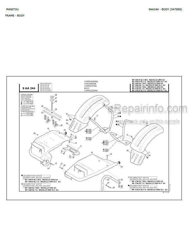 Photo 4 - Manitou MT1335H SL MT1745H SL Turbo Ultra ORH RC S2 E2 Parts Catalog Telescopic Handler