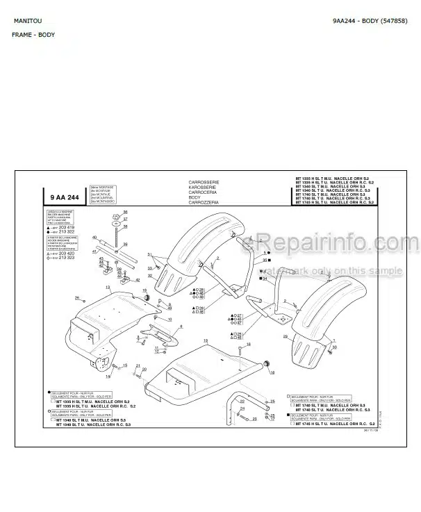 Photo 4 - Manitou MT1335H SL MT1745H SL Turbo Ultra ORH RC S2 E2 Parts Catalog Telescopic Handler