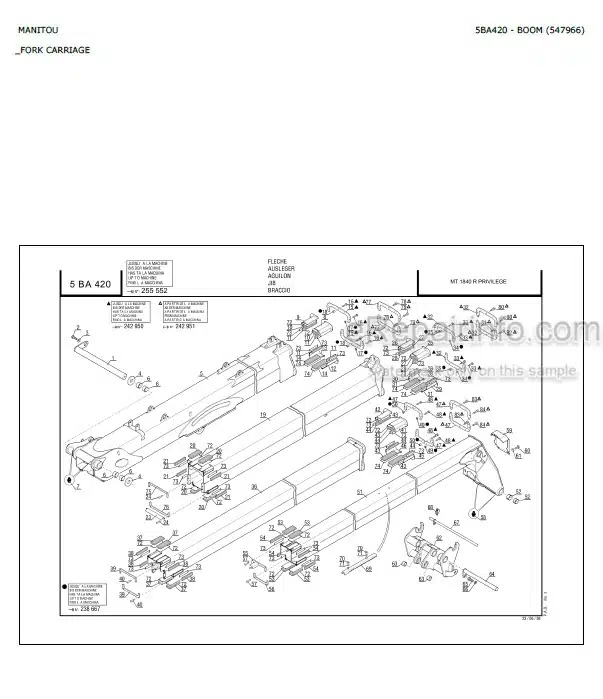 Photo 2 - Manitou MT1436R MT1840R Privilege Parts Catalog Telescopic Handler