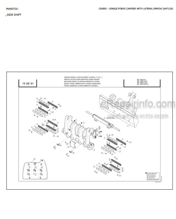 Photo 4 - Manitou MT1440A MT1840A E3 Parts Catalog Telescopic Handler