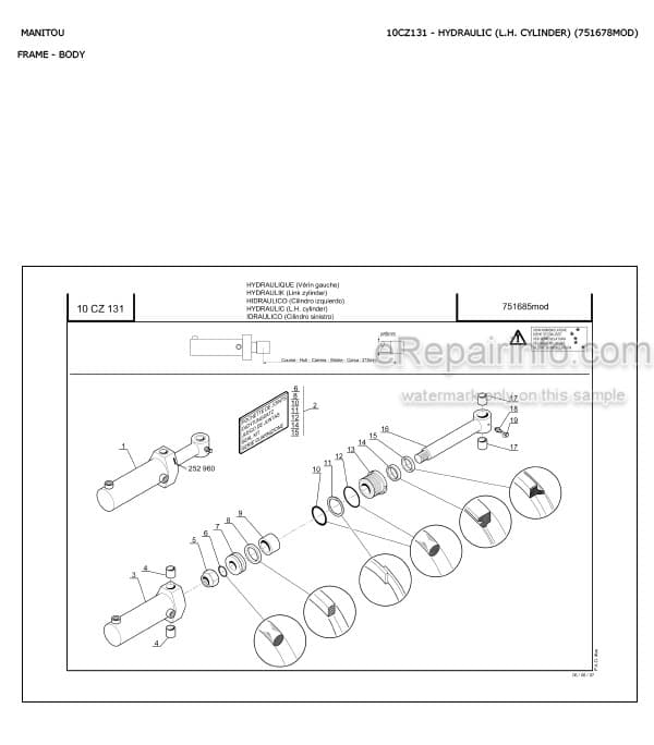 Photo 4 - Manitou MT1440A MT1840A Privilege Parts Catalog Telescopic Handler