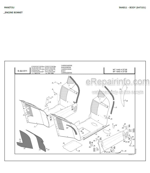 Photo 4 - Manitou MT1440A MT1840A ST3B Parts Catalog Telescopic Handler