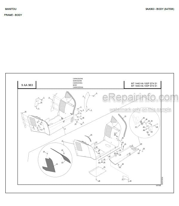 Photo 10 - Manitou MT1440HA MT1840HA 100P ST4 S1 Parts Catalog Telescopic Handler