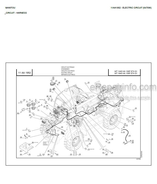 Photo 5 - Manitou MT1440HA MT1840HA 100P ST4 S1 Parts Catalog Telescopic Handler
