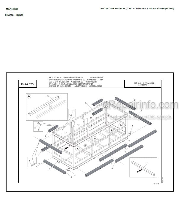 Photo 8 - Manitou MT1440HA MT1840HA Privilege Parts Catalog Telescopic Handler