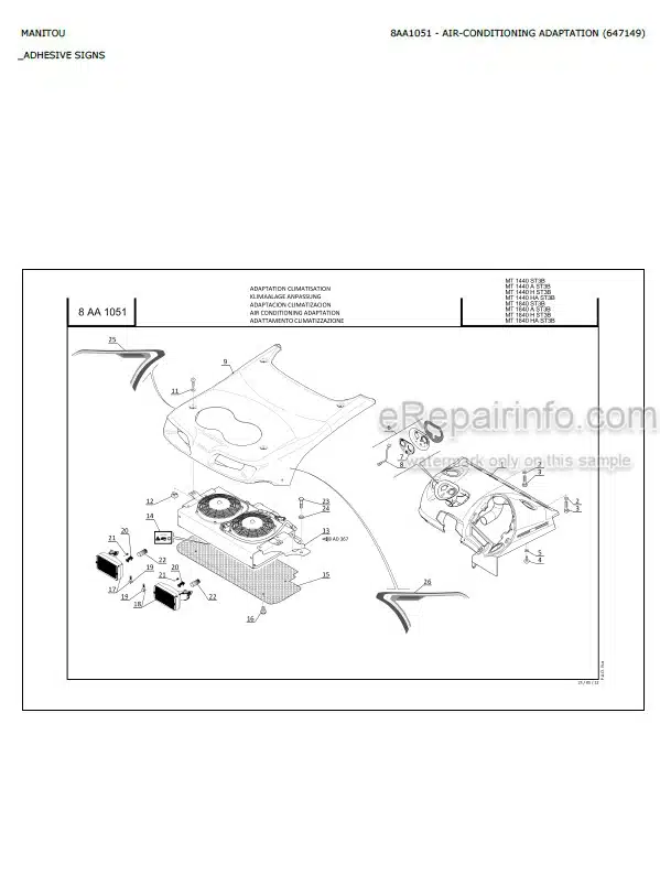 Photo 7 - Manitou MT1440HA MT1840HA Privilege Parts Catalog Telescopic Handler