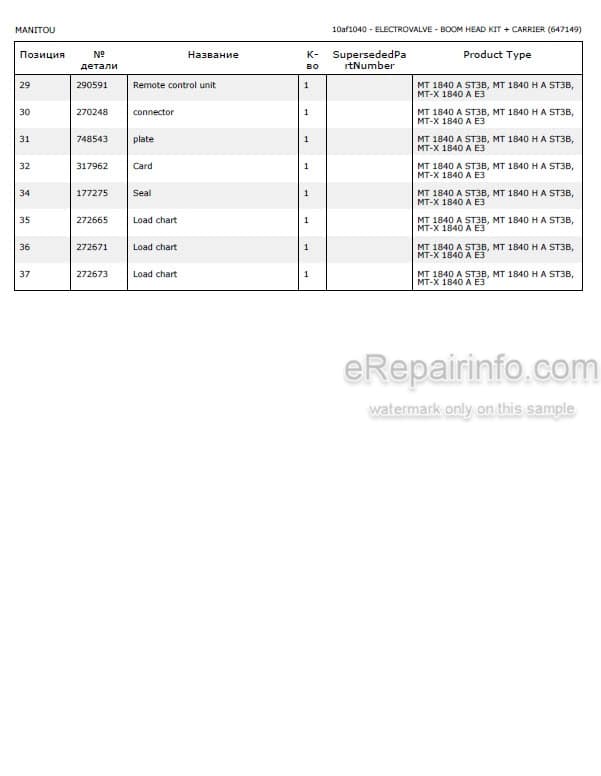 Photo 4 - Manitou MT1440HA MT1840HA ST3B Parts Catalog Telescopic Handler