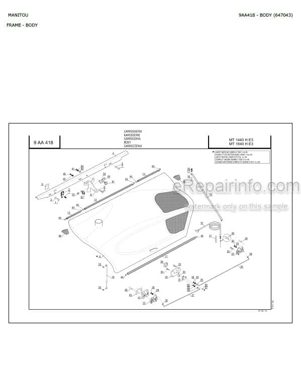 Photo 3 - Manitou MT1440H MT1840H E3 Parts Catalog Telescopic Handler