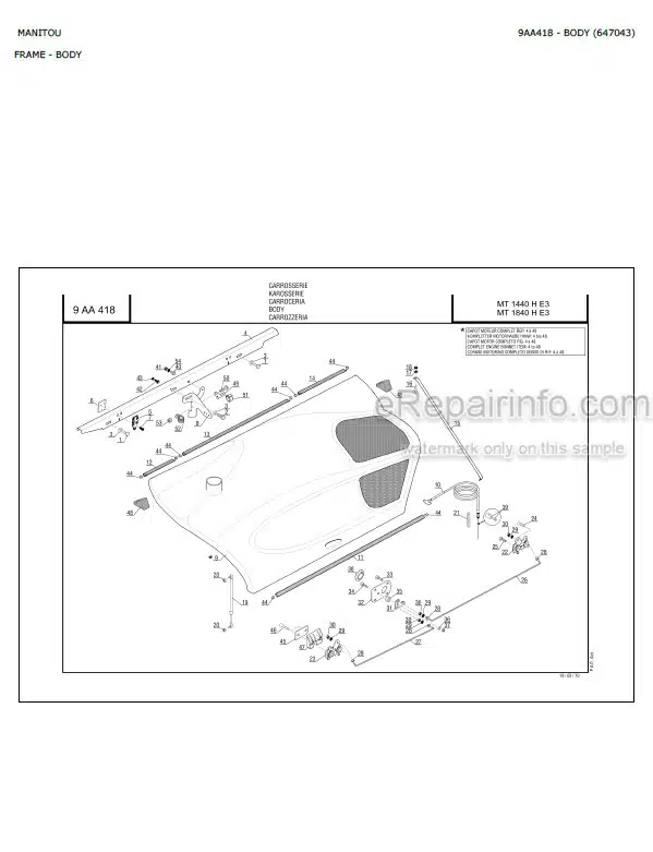 Photo 3 - Manitou MT1440H MT1840H E3 Parts Catalog Telescopic Handler