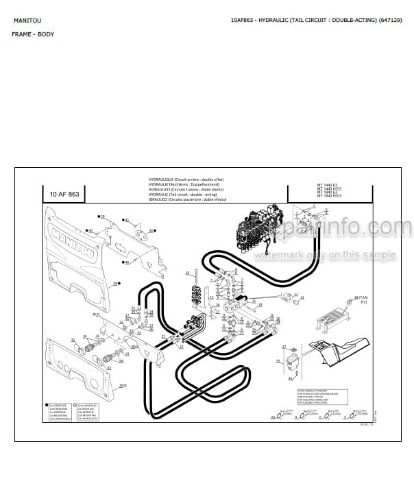 Photo 1 - Manitou MT1440H MT1840H E3 Parts Catalog Telescopic Handler