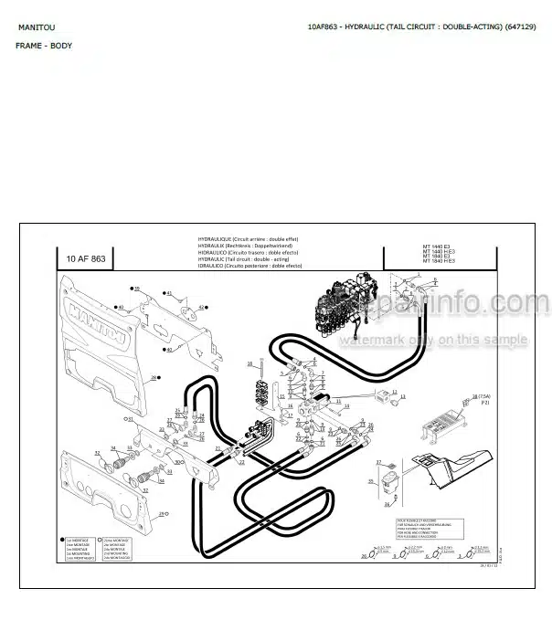 Photo 6 - Manitou MT1440H MT1840H Privilege Parts Catalog Telescopic Handler