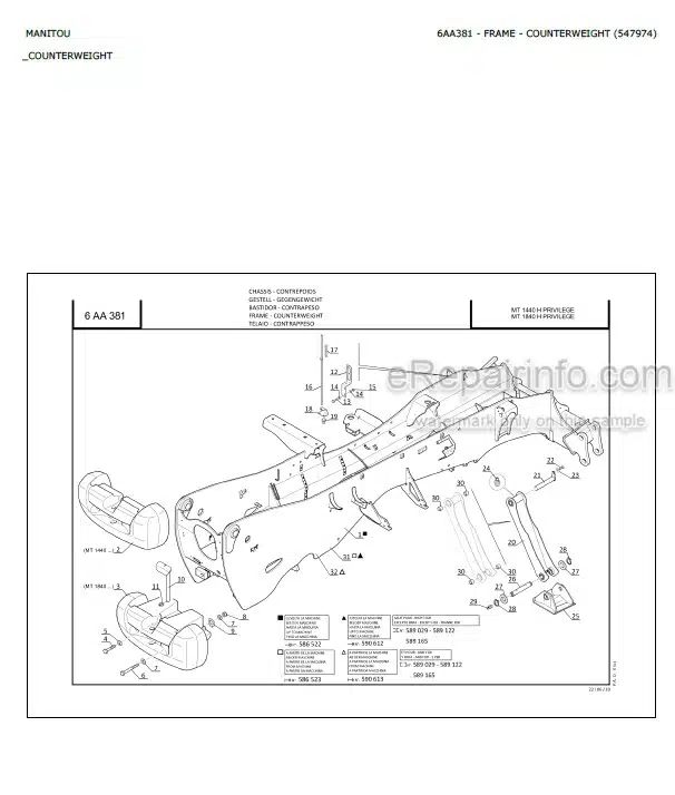 Photo 6 - Manitou MT1030S S3 E2 Turbo Parts Catalog Telescopic Handler