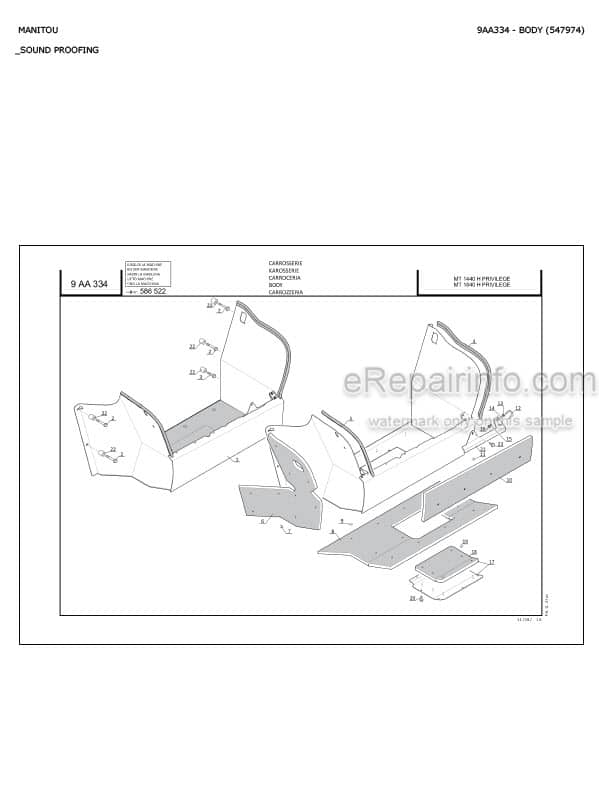 Photo 3 - Manitou MT1440H MT1840H Privilege Parts Catalog Telescopic Handler