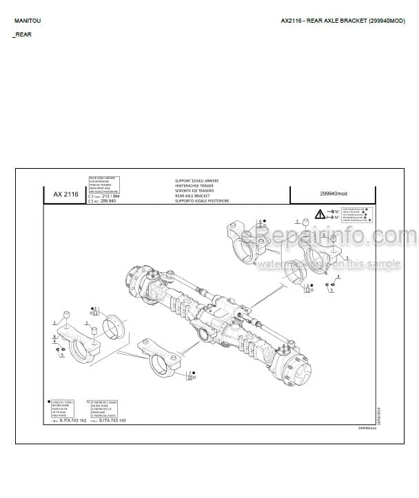 Photo 5 - Manitou MT1440H MT1840H ST3B Parts Catalog Telescopic Handler
