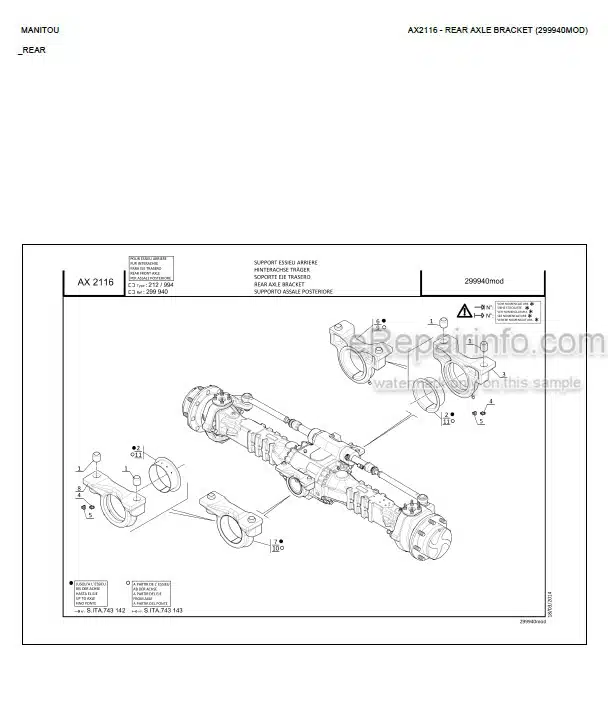 Photo 5 - Manitou MT1440H MT1840H ST3B Parts Catalog Telescopic Handler