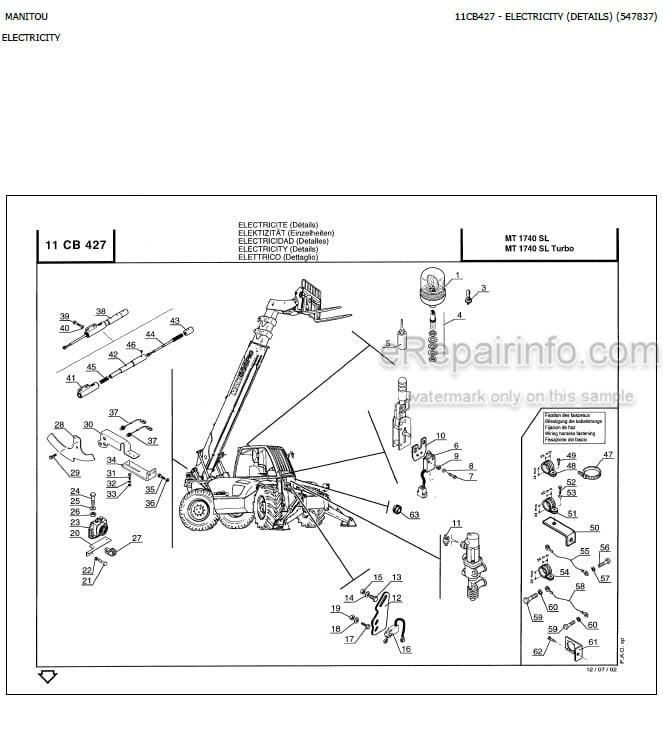 Photo 5 - Manitou MT1740SL MT1740SL Turbo S2 Parts Catalog Telescopic Handler