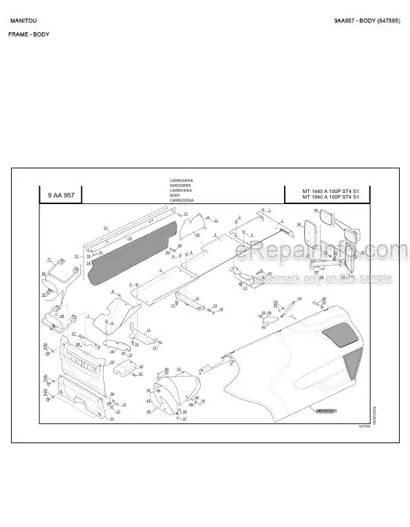 Photo 3 - Manitou MT1840A MT1840A 100P ST4 S1 Parts Catalog Telescopic Handler