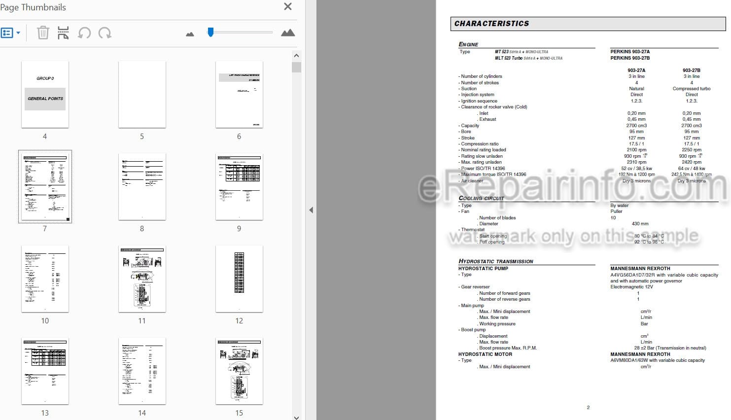 Photo 3 - Manitou MT523 MLT523 Turbo Serie A Repair Manual Telescopic Handler