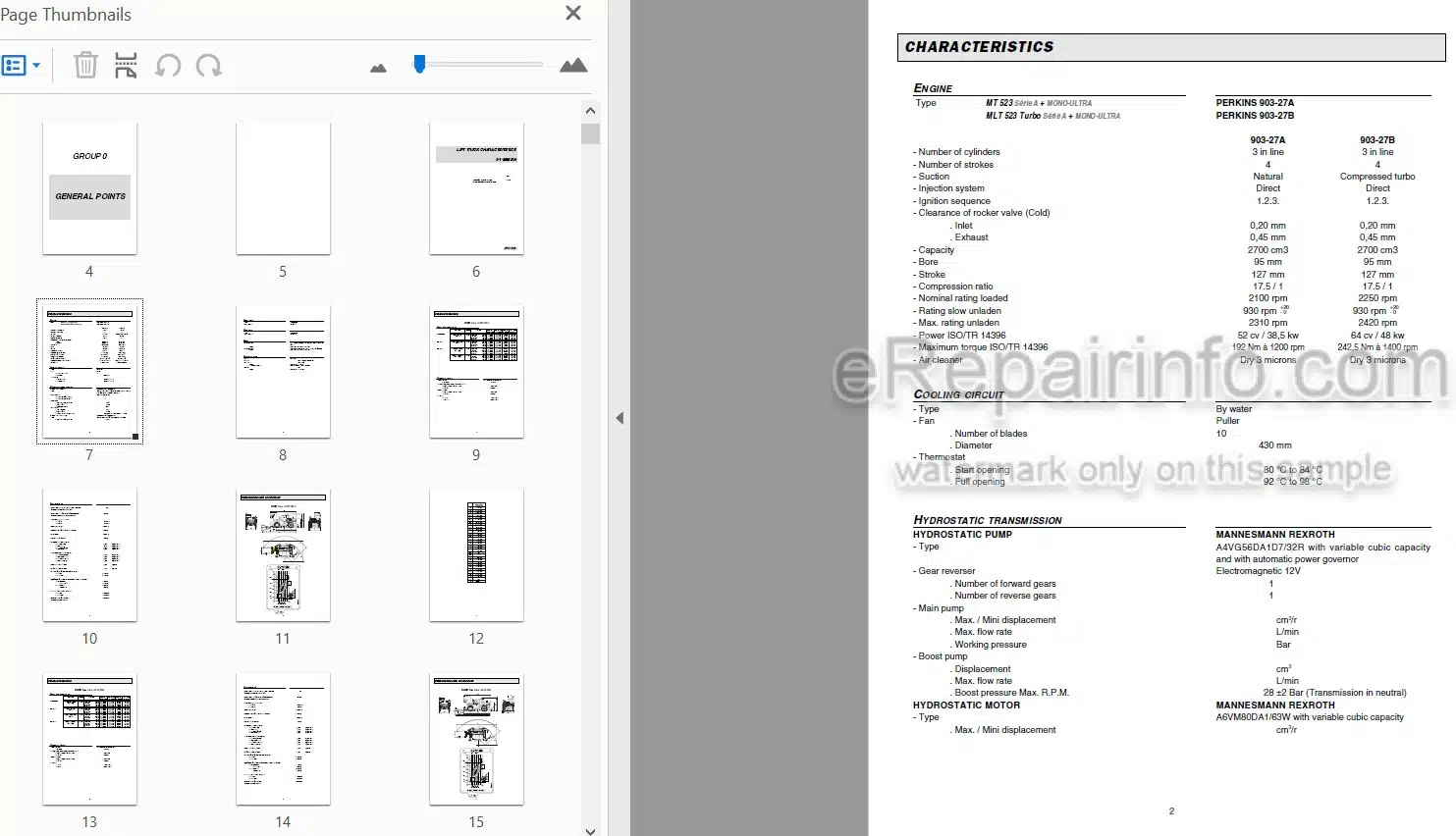 Photo 3 - Manitou MT523 MLT523 Turbo Serie A Repair Manual Telescopic Handler