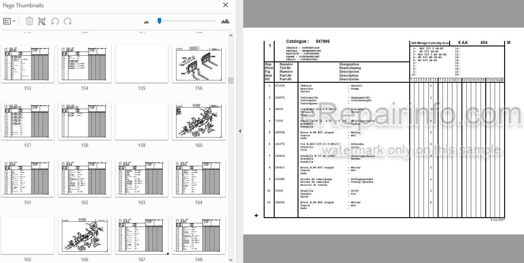 Photo 3 - Manitou MT523 MT620 MLT523 Turbo Mono-Ultra Serie B-E2 Parts Catalog Telescopic Handler