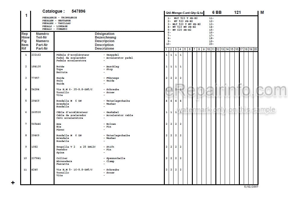 Photo 5 - Manitou MT523 MT620 MLT523 Turbo Mono-Ultra Serie B-E2 Parts Catalog Telescopic Handler