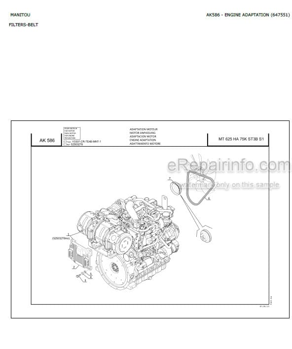 Photo 4 - Manitou MT625HA 75K ST3B S1 Parts Catalog Telescopic Handler