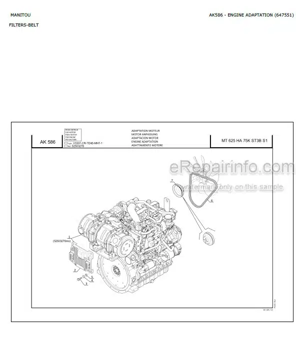 Photo 4 - Manitou MT625HA 75K ST3B S1 Parts Catalog Telescopic Handler