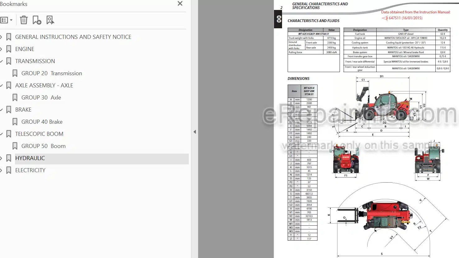 Photo 4 - Manitou MT625H Easy 49K ST3A S1 Repair Manual Telescopic Handler