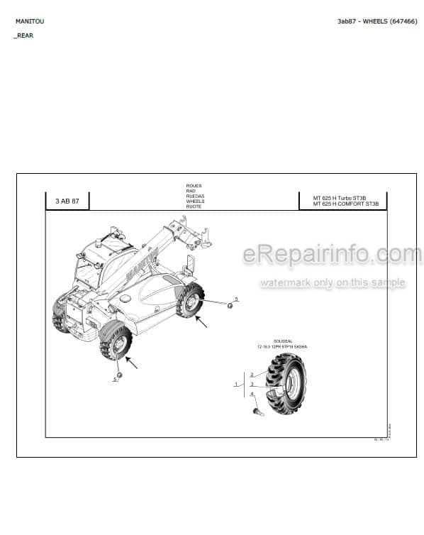 Photo 10 - Manitou MT625H Turbo Comfort ST3B Parts Catalog Telescopic Handler