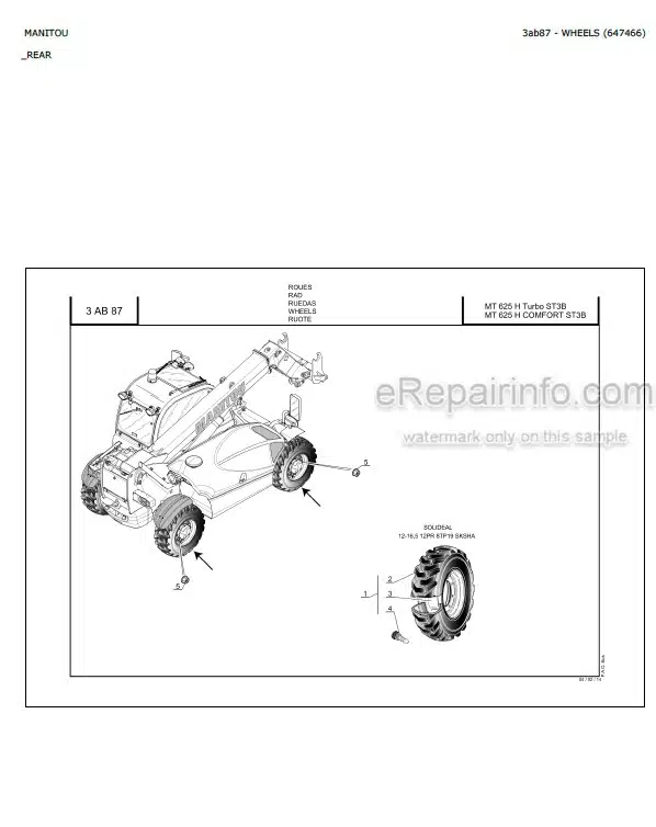 Photo 5 - Manitou MT625H Turbo Comfort ST3B Parts Catalog Telescopic Handler