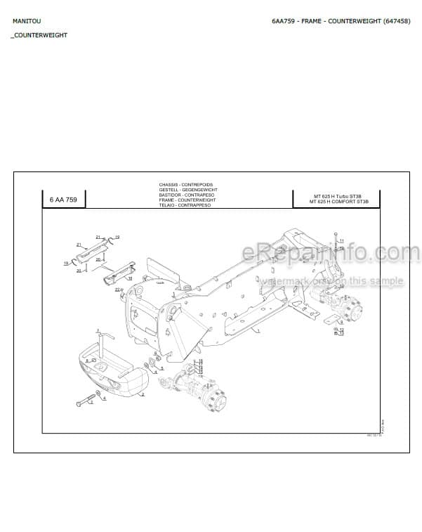 Photo 1 - Manitou MT625H Turbo ST3B Parts Catalog Telescopic Handler