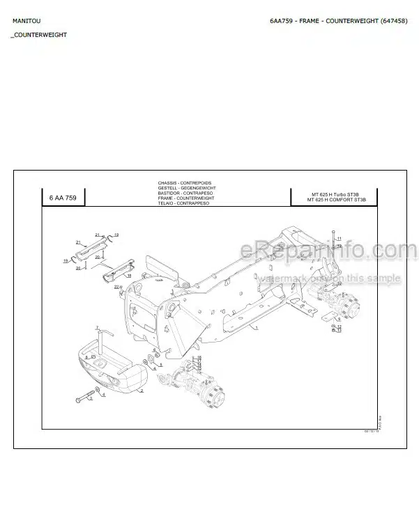 Photo 1 - Manitou MT625H Turbo ST3B Parts Catalog Telescopic Handler