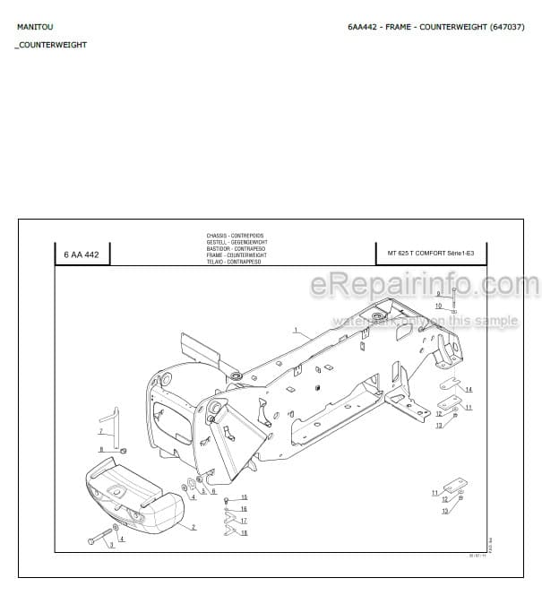 Photo 7 - Manitou MT625T Comfort Serie 1 E3 Parts Catalog Telescopic Handler