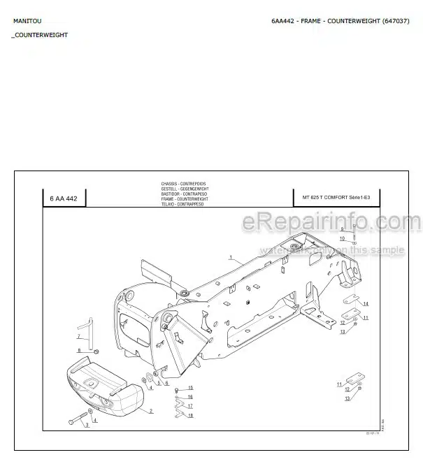 Photo 4 - Manitou MT625T Comfort Serie 1 E3 Parts Catalog Telescopic Handler