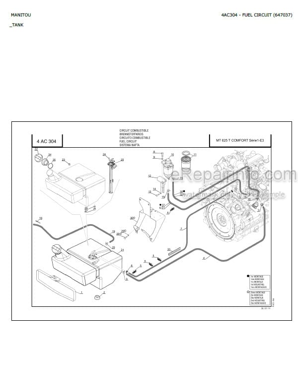 Photo 5 - Manitou MT625T Comfort Serie 1 E3 Parts Catalog Telescopic Handler