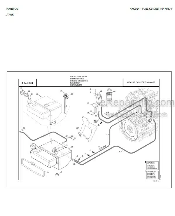 Photo 5 - Manitou MT625T Comfort Serie 1 E3 Parts Catalog Telescopic Handler