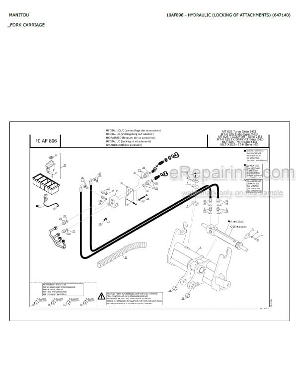 Photo 4 - Manitou MT625 MT-X625 Turbo Serie 2-E3 Parts Catalog Telescopic Handler
