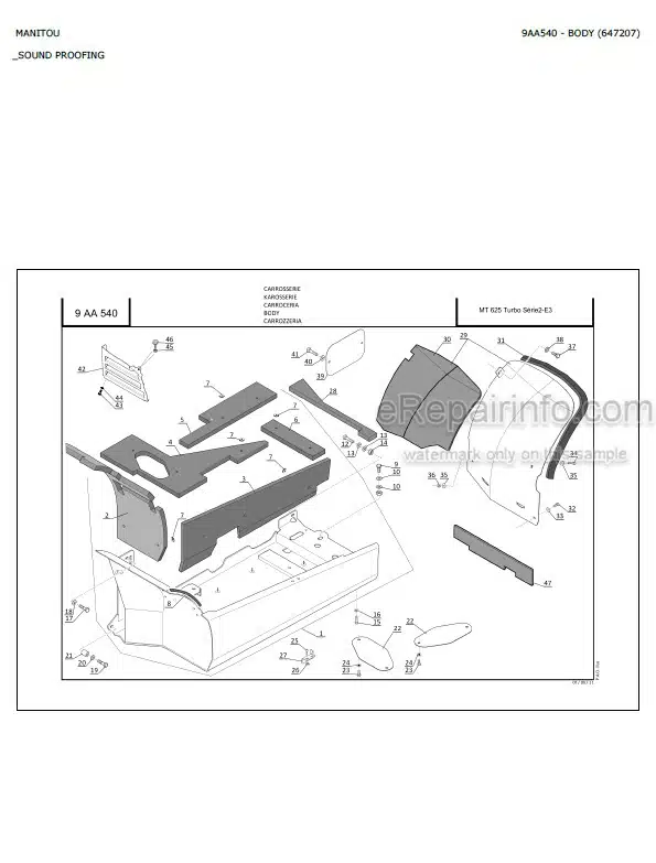 Photo 6 - Manitou MT625 MT-X625 MT625T MT-X625T MLT625-75H MLT-X625-75H Turbo Comfort S2 E3 Parts Catalog Telescopic Handler