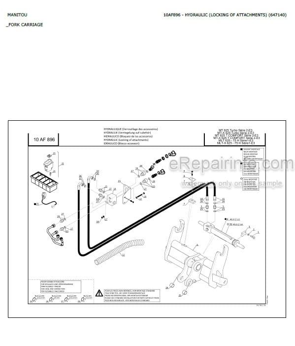 Photo 4 - Manitou MT625 MT-X625 MT625T MT-X625T MLT625-75H MLT-X625-75H Turbo Comfort S2 E3 Parts Catalog Telescopic Handler