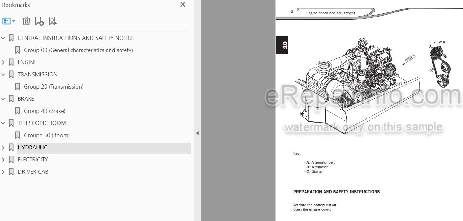 Photo 4 - Manitou MT625 Turbo MT625T Comfort Repair Manual Telescopic Handler