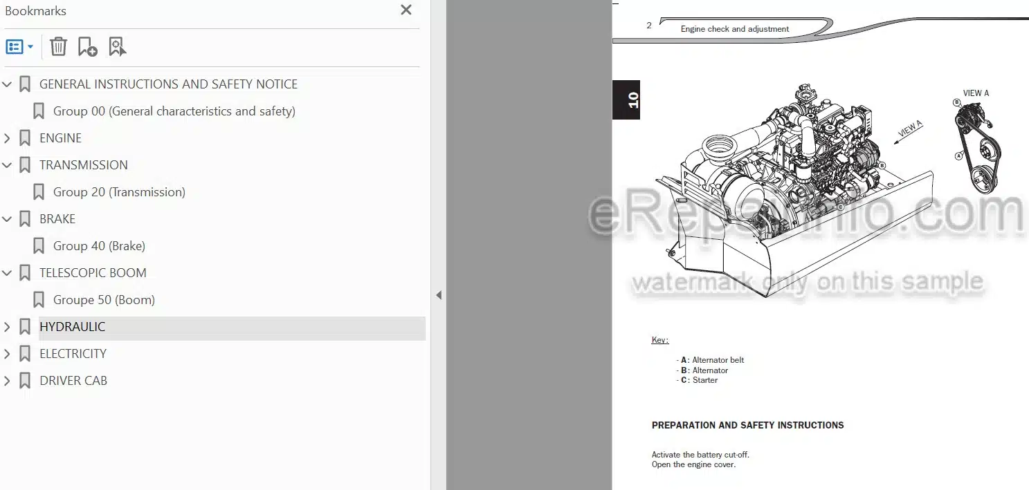 Photo 4 - Manitou MT625 Turbo MT625T Comfort Repair Manual Telescopic Handler