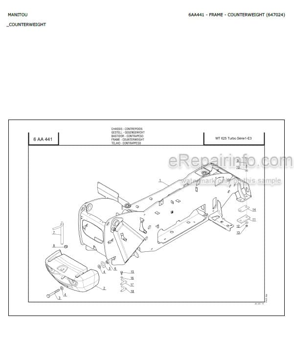 Photo 12 - Manitou MT625 Turbo Serie 1 E3 Parts Catalog Telescopic Handler