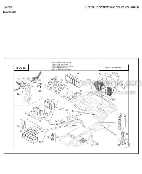 Photo 5 - Manitou MT625 Turbo Serie 1 E3 Parts Catalog Telescopic Handler
