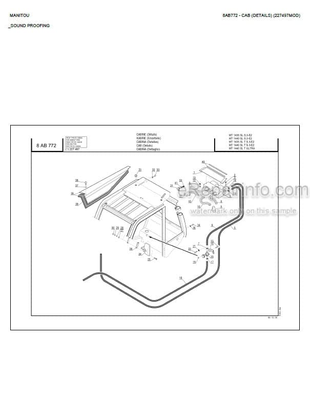 Photo 3 - Manitou ML635T MT940L MT1235S MT1240L MT1335SL MT1340SL MT1740SL S3 Parts Catalog Telescopic Handler