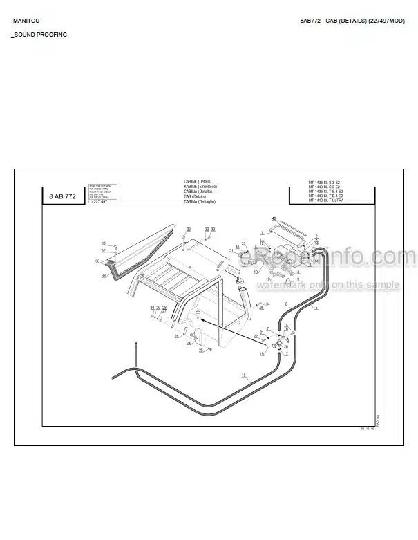 Photo 3 - Manitou ML635T MT940L MT1235S MT1240L MT1335SL MT1340SL MT1740SL S3 Parts Catalog Telescopic Handler