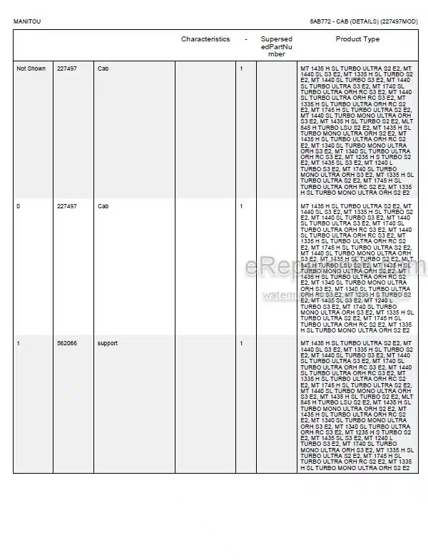 Photo 5 - Manitou ML635T MT940L MT1235S MT1240L MT1335SL MT1340SL MT1740SL S3 Parts Catalog Telescopic Handler